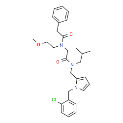 ChemSpider 2D Image | N-{[1-(2-Chlorobenzyl)-1H-pyrrol-2-yl]methyl}-N-isobutyl-N~2~-(2-methoxyethyl)-N~2~-(phenylacetyl)glycinamide | C29H36ClN3O3