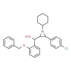 ChemSpider 2D Image | [2-(Benzyloxy)phenyl][3-(4-chlorophenyl)-1-cyclohexyl-2-aziridinyl]methanol | C28H30ClNO2