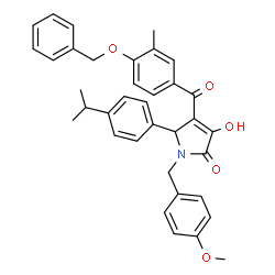 ChemSpider 2D Image | 4-[4-(Benzyloxy)-3-methylbenzoyl]-3-hydroxy-5-(4-isopropylphenyl)-1-(4-methoxybenzyl)-1,5-dihydro-2H-pyrrol-2-one | C36H35NO5