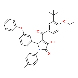 ChemSpider 2D Image | 4-[4-Ethoxy-3-(2-methyl-2-propanyl)benzoyl]-3-hydroxy-1-(4-methylphenyl)-5-(3-phenoxyphenyl)-1,5-dihydro-2H-pyrrol-2-one | C36H35NO5