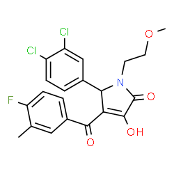 ChemSpider 2D Image | 5-(3,4-Dichlorophenyl)-4-(4-fluoro-3-methylbenzoyl)-3-hydroxy-1-(2-methoxyethyl)-1,5-dihydro-2H-pyrrol-2-one | C21H18Cl2FNO4