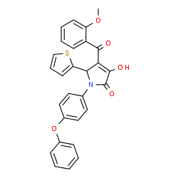 ChemSpider 2D Image | 3-Hydroxy-4-(2-methoxybenzoyl)-1-(4-phenoxyphenyl)-5-(2-thienyl)-1,5-dihydro-2H-pyrrol-2-one | C28H21NO5S