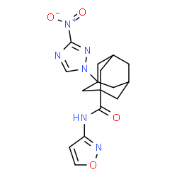 ChemSpider 2D Image | 3-(3-Nitro-1H-1,2,4-triazol-1-yl)-N-(1,2-oxazol-3-yl)-1-adamantanecarboxamide | C16H18N6O4