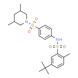 ChemSpider 2D Image | N-{4-[(3,5-Dimethyl-1-piperidinyl)sulfonyl]phenyl}-2-methyl-5-(2-methyl-2-propanyl)benzenesulfonamide | C24H34N2O4S2