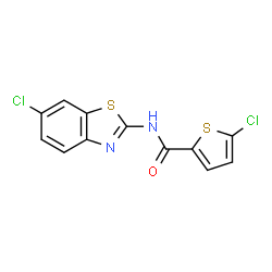 ChemSpider 2D Image | 5-Chloro-N-(6-chloro-1,3-benzothiazol-2-yl)-2-thiophenecarboxamide | C12H6Cl2N2OS2