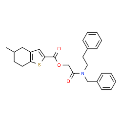 ChemSpider 2D Image | 2-[Benzyl(2-phenylethyl)amino]-2-oxoethyl 5-methyl-4,5,6,7-tetrahydro-1-benzothiophene-2-carboxylate | C27H29NO3S