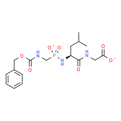 ChemSpider 2D Image | ({N-[({[(Benzyloxy)carbonyl]amino}methyl)phosphinato]-L-leucyl}amino)acetate | C17H24N3O7P