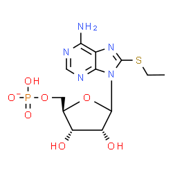 ChemSpider 2D Image | 8-(Ethylsulfanyl)-9-[5-O-(hydroxyphosphinato)-D-ribofuranosyl]-9H-purin-6-amine | C12H17N5O7PS