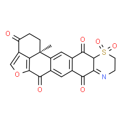 ChemSpider 2D Image | (14bS)-14b-Methyl-10,12a-dihydro-1H,6H-furo[4',3',2':4,5]tetrapheno[10,9-b][1,4]thiazine-3,6,8,13(2H,11H,14bH)-tetrone 12,12-dioxide | C22H15NO7S