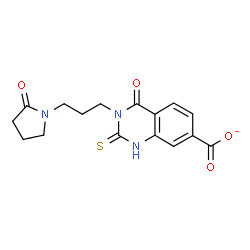 ChemSpider 2D Image | 4-Oxo-3-[3-(2-oxo-1-pyrrolidinyl)propyl]-2-thioxo-1,2,3,4-tetrahydro-7-quinazolinecarboxylate | C16H16N3O4S