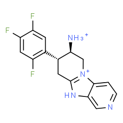ChemSpider 2D Image | (7R,8R)-7-Ammonio-8-(2,4,5-trifluorophenyl)-7,8,9,10-tetrahydro-6H-pyrido[3',4':4,5]imidazo[1,2-a]pyridin-5-ium | C16H15F3N4