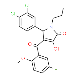 ChemSpider 2D Image | 5-(3,4-Dichlorophenyl)-4-(5-fluoro-2-methoxybenzoyl)-3-hydroxy-1-propyl-1,5-dihydro-2H-pyrrol-2-one | C21H18Cl2FNO4