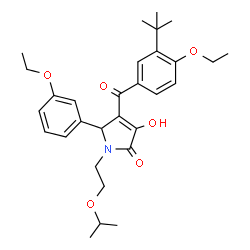 ChemSpider 2D Image | 4-[4-Ethoxy-3-(2-methyl-2-propanyl)benzoyl]-5-(3-ethoxyphenyl)-3-hydroxy-1-(2-isopropoxyethyl)-1,5-dihydro-2H-pyrrol-2-one | C30H39NO6