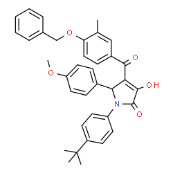ChemSpider 2D Image | 4-[4-(Benzyloxy)-3-methylbenzoyl]-3-hydroxy-5-(4-methoxyphenyl)-1-[4-(2-methyl-2-propanyl)phenyl]-1,5-dihydro-2H-pyrrol-2-one | C36H35NO5