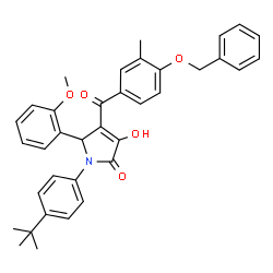 ChemSpider 2D Image | 4-[4-(Benzyloxy)-3-methylbenzoyl]-3-hydroxy-5-(2-methoxyphenyl)-1-[4-(2-methyl-2-propanyl)phenyl]-1,5-dihydro-2H-pyrrol-2-one | C36H35NO5