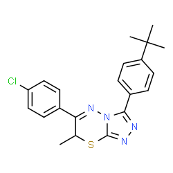 ChemSpider 2D Image | 6-(4-Chlorophenyl)-7-methyl-3-[4-(2-methyl-2-propanyl)phenyl]-7H-[1,2,4]triazolo[3,4-b][1,3,4]thiadiazine | C21H21ClN4S
