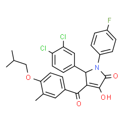 ChemSpider 2D Image | 5-(3,4-Dichlorophenyl)-1-(4-fluorophenyl)-3-hydroxy-4-(4-isobutoxy-3-methylbenzoyl)-1,5-dihydro-2H-pyrrol-2-one | C28H24Cl2FNO4