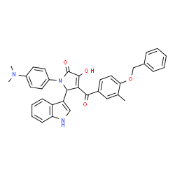 ChemSpider 2D Image | 4-[4-(Benzyloxy)-3-methylbenzoyl]-1-[4-(dimethylamino)phenyl]-3-hydroxy-5-(1H-indol-3-yl)-1,5-dihydro-2H-pyrrol-2-one | C35H31N3O4