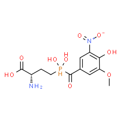 ChemSpider 2D Image | (2S)-2-Amino-4-[dihydroxy(4-hydroxy-3-methoxy-5-nitrobenzoyl)phosphoranyl]butanoic acid | C12H17N2O9P
