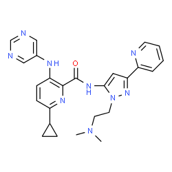 ChemSpider 2D Image | 6-Cyclopropyl-N-{1-[2-(dimethylamino)ethyl]-3-(2-pyridinyl)-1H-pyrazol-5-yl}-3-(5-pyrimidinylamino)-2-pyridinecarboxamide | C25H27N9O
