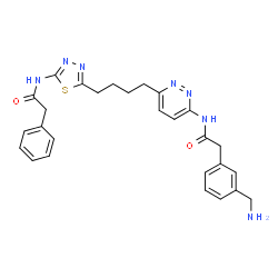 ChemSpider 2D Image | 2-[3-(Aminomethyl)phenyl]-N-[6-(4-{5-[(phenylacetyl)amino]-1,3,4-thiadiazol-2-yl}butyl)-3-pyridazinyl]acetamide | C27H29N7O2S