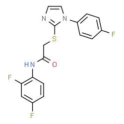 ChemSpider 2D Image | N-(2,4-Difluorophenyl)-2-{[1-(4-fluorophenyl)-1H-imidazol-2-yl]sulfanyl}acetamide | C17H12F3N3OS