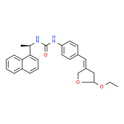 ChemSpider 2D Image | 1-{4-[(Z)-(5-Ethoxydihydro-3(2H)-furanylidene)methyl]phenyl}-3-[(1R)-1-(1-naphthyl)ethyl]urea | C26H28N2O3