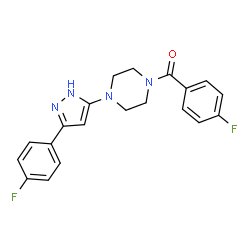 ChemSpider 2D Image | (4-Fluorophenyl){4-[3-(4-fluorophenyl)-1H-pyrazol-5-yl]-1-piperazinyl}methanone | C20H18F2N4O