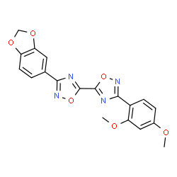 ChemSpider 2D Image | 3-(1,3-Benzodioxol-5-yl)-3'-(2,4-dimethoxyphenyl)-5,5'-bi-1,2,4-oxadiazole | C19H14N4O6