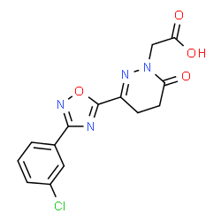 ChemSpider 2D Image | {3-[3-(3-Chlorophenyl)-1,2,4-oxadiazol-5-yl]-6-oxo-5,6-dihydro-1(4H)-pyridazinyl}acetic acid | C14H11ClN4O4