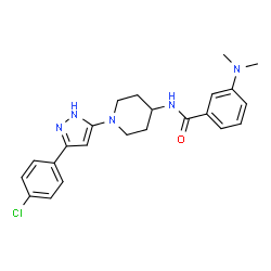 ChemSpider 2D Image | N-{1-[3-(4-Chlorophenyl)-1H-pyrazol-5-yl]-4-piperidinyl}-3-(dimethylamino)benzamide | C23H26ClN5O