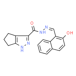 ChemSpider 2D Image | N'-[(Z)-(2-Hydroxy-1-naphthyl)methylene]-1,4,5,6-tetrahydrocyclopenta[c]pyrazole-3-carbohydrazide | C18H16N4O2