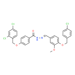ChemSpider 2D Image | N'-[(E)-{4-[(4-Chlorobenzyl)oxy]-3-methoxyphenyl}methylene]-4-[(2,4-dichlorobenzyl)oxy]benzohydrazide | C29H23Cl3N2O4