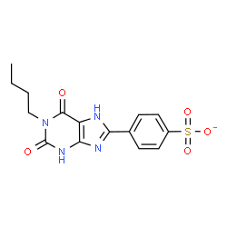 ChemSpider 2D Image | 4-(1-Butyl-2,6-dioxo-2,3,6,7-tetrahydro-1H-purin-8-yl)benzenesulfonate | C15H15N4O5S