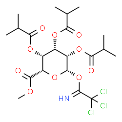 ChemSpider 2D Image | Methyl 2,3,4-tri-O-isobutyryl-1-O-(2,2,2-trichloroethanimidoyl)-beta-D-talopyranuronate | C21H30Cl3NO10