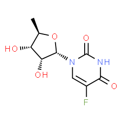 ChemSpider 2D Image | 1-(5-Deoxy-alpha-D-ribofuranosyl)-5-fluoro-2,4(1H,3H)-pyrimidinedione | C9H11FN2O5