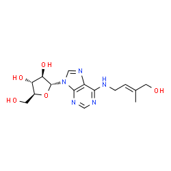 ChemSpider 2D Image | 9-(alpha-L-Arabinofuranosyl)-N-[(2E)-4-hydroxy-3-methyl-2-buten-1-yl]-9H-purin-6-amine | C15H21N5O5