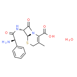 ChemSpider 2D Image | (7R)-7-{[Amino(phenyl)acetyl]amino}-3-methyl-8-oxo-5-thia-1-azabicyclo[4.2.0]oct-2-ene-2-carboxylic acid hydrate (1:1) | C16H19N3O5S