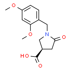 ChemSpider 2D Image | (3R)-1-(2,4-Dimethoxybenzyl)-5-oxo-3-pyrrolidinecarboxylic acid | C14H17NO5