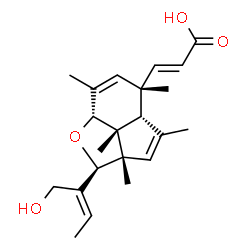 ChemSpider 2D Image | (2E)-3-{(2S,2aS,4aS,5S,7aR,7bR)-2-[(2E)-1-Hydroxy-2-buten-2-yl]-2a,4,5,7,7b-pentamethyl-2,2a,4a,5,7a,7b-hexahydroindeno[7,1-bc]furan-5-yl}acrylic acid | C22H30O4