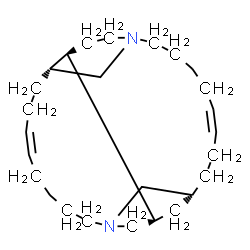 ChemSpider 2D Image | (6Z,10R,11R,19Z,23R,25R)-1,14-Diazatetracyclo[21.3.1.1~10,14~.0~11,25~]octacosa-6,19-diene | C26H44N2