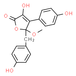 ChemSpider 2D Image | 3-Hydroxy-5-(4-hydroxybenzyl)-4-(4-hydroxyphenyl)-5-methoxy-2(5H)-furanone | C18H16O6