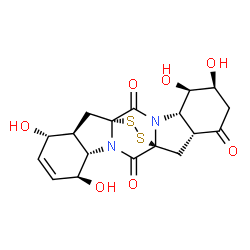 ChemSpider 2D Image | (1R,4S,5R,6S,9R,11R,14S,15S,18S,19S)-5,6,15,18-Tetrahydroxy-21,22-dithia-3,13-diazahexacyclo[9.9.2.0~1,13~.0~3,11~.0~4,9~.0~14,19~]docos-16-ene-2,8,12-trione | C18H20N2O7S2