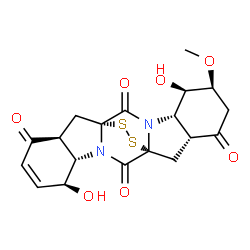 ChemSpider 2D Image | (1R,4S,5S,9S,11R,14S,15R,16S,19R)-5,15-Dihydroxy-16-methoxy-21,22-dithia-3,13-diazahexacyclo[9.9.2.0~1,13~.0~3,11~.0~4,9~.0~14,19~]docos-6-ene-2,8,12,18-tetrone | C19H20N2O7S2