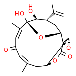 ChemSpider 2D Image | (1S,2R,4S,5S,6R,7Z,10Z,13S,14S)-5,6-Dihydroxy-4-isopropenyl-7,11-dimethyl-15,17,18-trioxatetracyclo[11.2.2.1~2,6~.0~1,14~]octadeca-7,10-diene-9,16-dione | C20H24O7