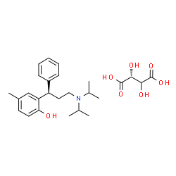 ChemSpider 2D Image | (2R)-2,3-Dihydroxysuccinic acid - 2-[(1R)-3-(diisopropylamino)-1-phenylpropyl]-4-methylphenol (1:1) | C26H37NO7