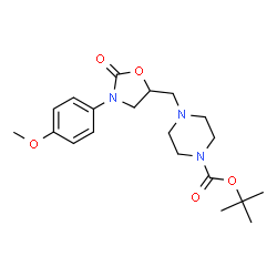 ChemSpider 2D Image | 2-Methyl-2-propanyl 4-{[3-(4-methoxyphenyl)-2-oxo-1,3-oxazolidin-5-yl]methyl}-1-piperazinecarboxylate | C20H29N3O5