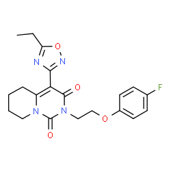 ChemSpider 2D Image | 4-(5-Ethyl-1,2,4-oxadiazol-3-yl)-2-[2-(4-fluorophenoxy)ethyl]-5,6,7,8-tetrahydro-1H-pyrido[1,2-c]pyrimidine-1,3(2H)-dione | C20H21FN4O4