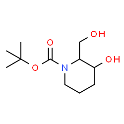 ChemSpider 2D Image | 2-Methyl-2-propanyl 3-hydroxy-2-(hydroxymethyl)-1-piperidinecarboxylate | C11H21NO4