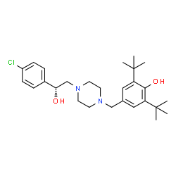 ChemSpider 2D Image | 4-({4-[(2R)-2-(4-Chlorophenyl)-2-hydroxyethyl]-1-piperazinyl}methyl)-2,6-bis(2-methyl-2-propanyl)phenol | C27H39ClN2O2